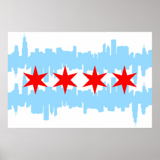 Póster Esquina de Bandera de Chicago