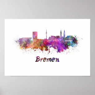 Póster Esquina de Bremen en acuarela