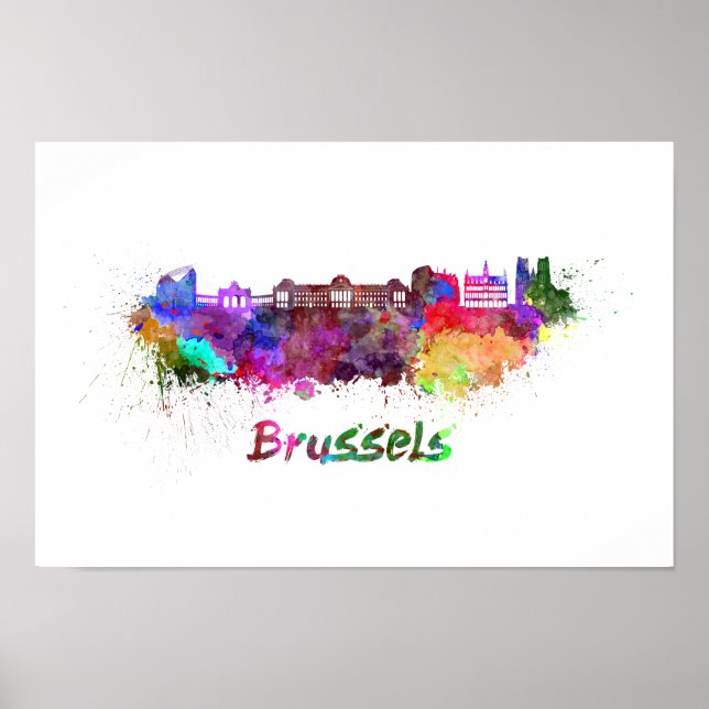 Póster Esquina de Bruselas en acuarela (Frente)