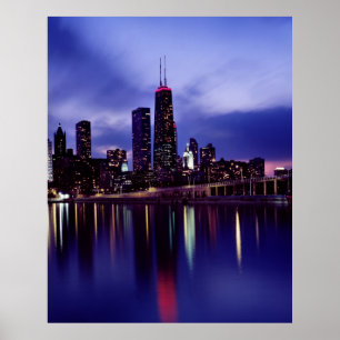 Póster Esquina de Chicago al atardecer