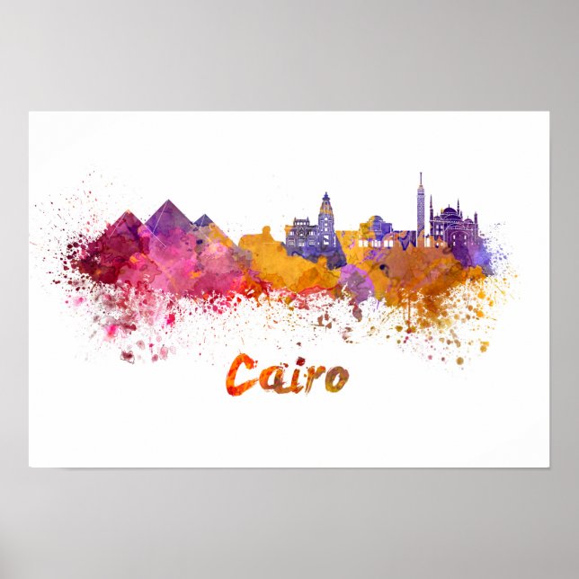 Póster Esquina de El Cairo en acuarela (Frente)