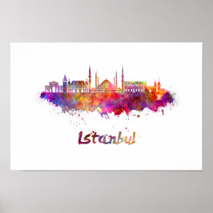 Póster Esquina de Estambul en acuarela