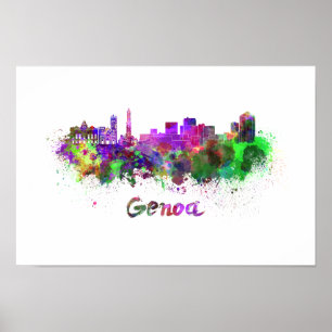 Póster Esquina de Génova en acuarela