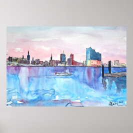 Póster Esquina de Hamburgo y Salón Filarmónico de Elba en