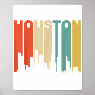 Póster Esquina de Houston Texas estilo retro de los años