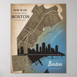 Póster Esquina De La Ciudad De Boston En Massachusetts Co