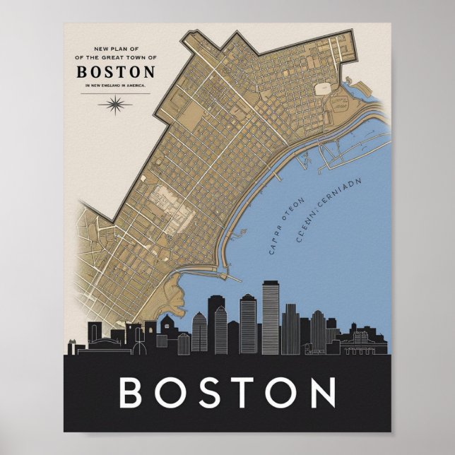 Póster Esquina De La Ciudad De Boston En Massachusetts Co (Frente)