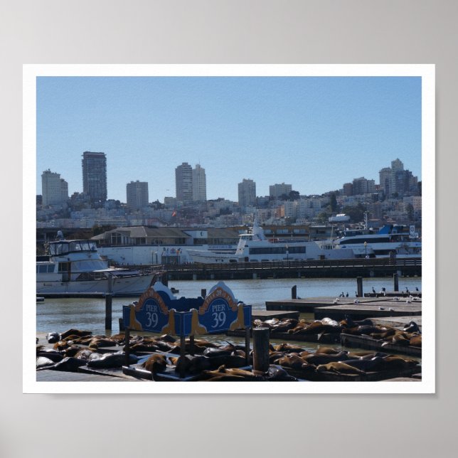 Póster Esquina de la ciudad de SF y muelle 39 leones mari (Frente)