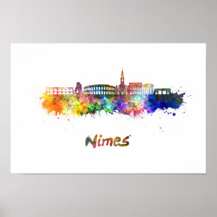 Póster Esquina de Nimes en acuarela