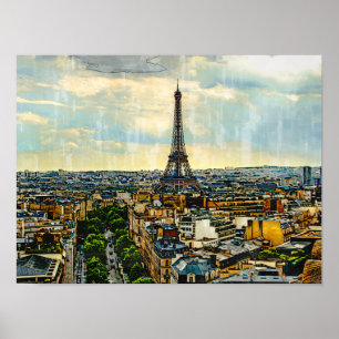 Póster Esquina de París con la Torre Eiffel