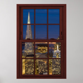 Póster Esquina de San Fran en la ventana nocturna de made