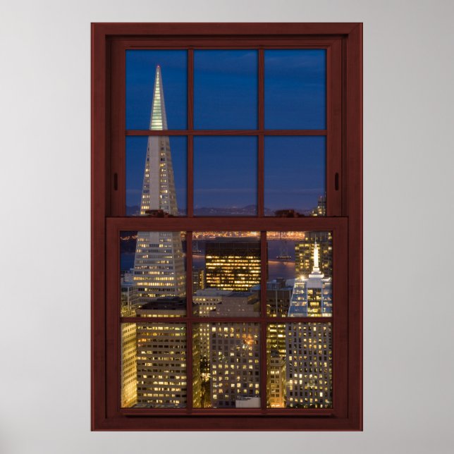 Póster Esquina de San Fran en la ventana nocturna de made (Frente)