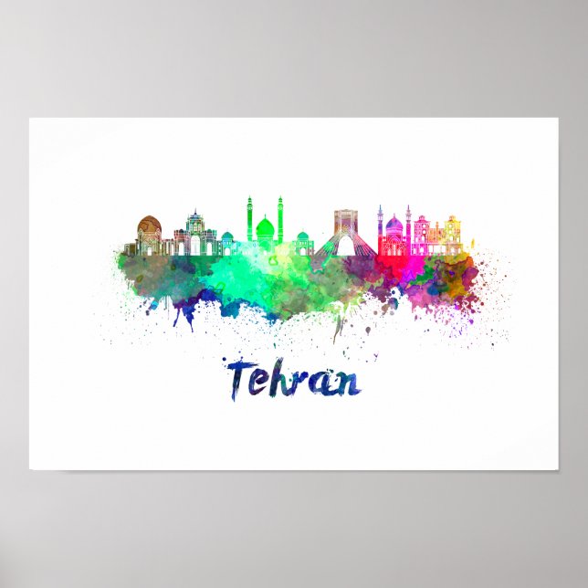 Póster Esquina de Teherán en acuarela (Frente)