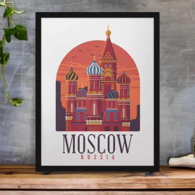 Póster Esquina del Kremlin de Moscú (moscow russia skyline travel poster)