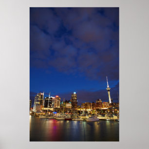 Póster Esquina nocturna de Auckland