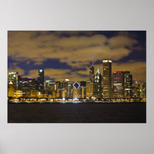 Póster Esquina nocturna de Chicago