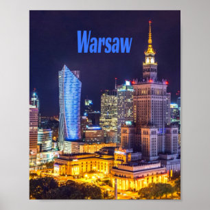 Póster Esquina nocturna de Varsovia Polonia