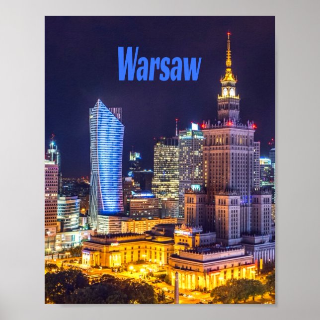 Póster Esquina nocturna de Varsovia Polonia (Frente)