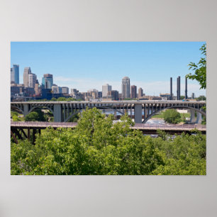 Póster Esquina y puentes de Minneapolis
