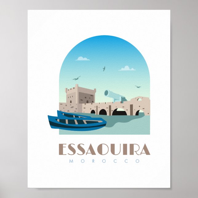 Póster Essaouira ciudad morocco Skyline (Frente)