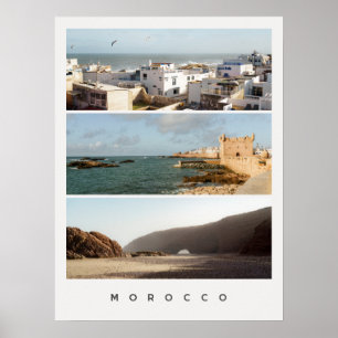 Póster Essaouira y Legzira, Collage de viaje por Marrueco