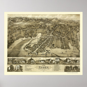 Póster Essex, CT Panoramic Map - 1881