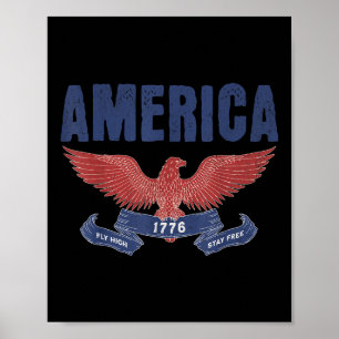 Póster Est 1776 Bandera Patriótica Estadounidense 4 De Ju