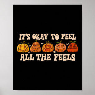 Póster Está Bien Sentir Salud Mental Otoño Calabaza Hallo
