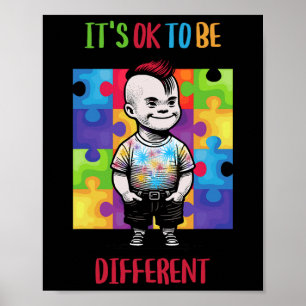 Póster Está Bien Ser Diferente Conciencia De Autismo Ok.