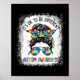 Póster Está Bien Ser Diferente Conciencia del Autismo Moñ