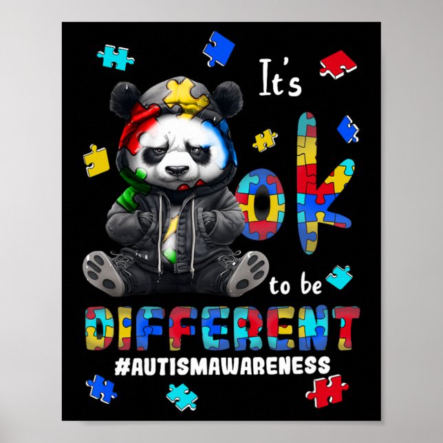 Póster Está Bien Ser Diferente Panda Autismo  (Frente)