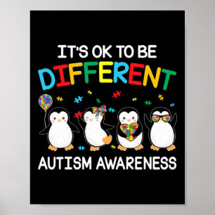Póster Está Bien Ser Diferente Pingüino Conciencia del Au