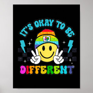 Póster Está Bien Ser Diferente Rompecabezas Cara Sonrient