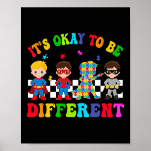 Póster Está bien ser un héroe de autismo diferente para l
