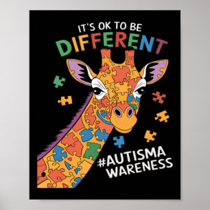 Póster Está Bien Ser Un Poco Diferente De Autismo Giraffe