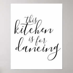 Póster Esta cocina es para bailar tipografía cartel de pa