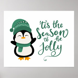 Póster Esta Es La Temporada De Jolly, Navidades Pingüinos