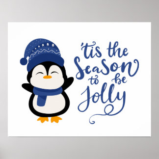 Póster Esta Es La Temporada De Jolly, Navidades Pingüinos