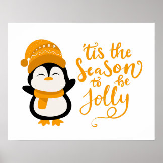 Póster Esta Es La Temporada De Jolly, Navidades Pingüinos