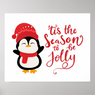 Póster Esta Es La Temporada De Jolly, Navidades Pingüinos