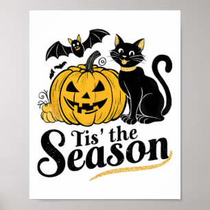 Póster Esta es la temporada Halloween Bats Pumpkin Fall F