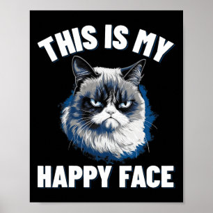 Póster Esta Es Mi Cara Feliz - Gato Gracioso Con Cara Gru