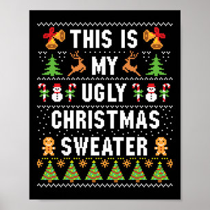 Póster Esta Es Mi Suéter Feo Funny Navidad Manga Corta
