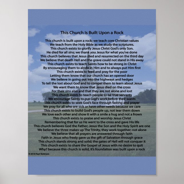 Póster esta iglesia está construida un poster de rock # 2 (Frente)