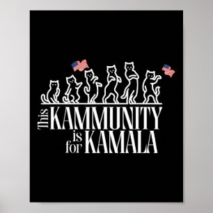 Póster Esta Kamunidad Es Para Kamala Patriótica Gatos Ame