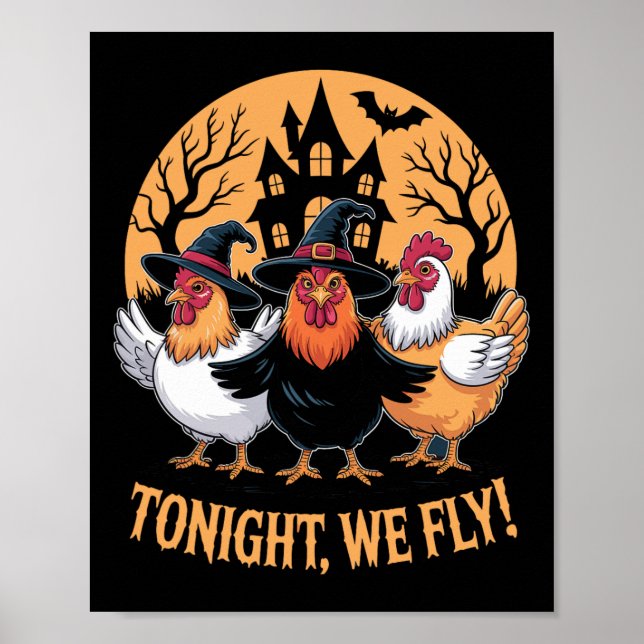 Póster Esta Noche Volamos Graciosas Testigos De Pollo Hal (Frente)