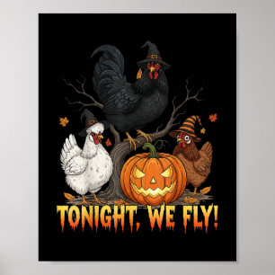 Póster Esta Noche Volamos Halloween Gracioso De Aves De P