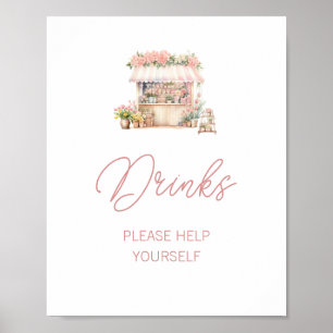 Póster Está recién casada en el mercado con bebidas de du