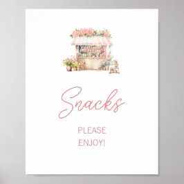 Póster Está recién salida del mercado con refrigerios de 