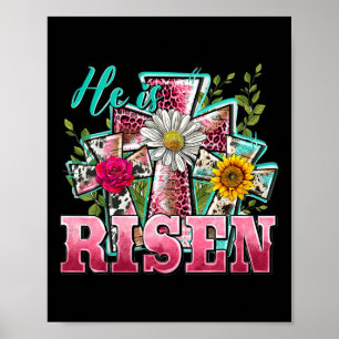 Póster Está Risen Leopard Feliz Día de Pascua Christian J